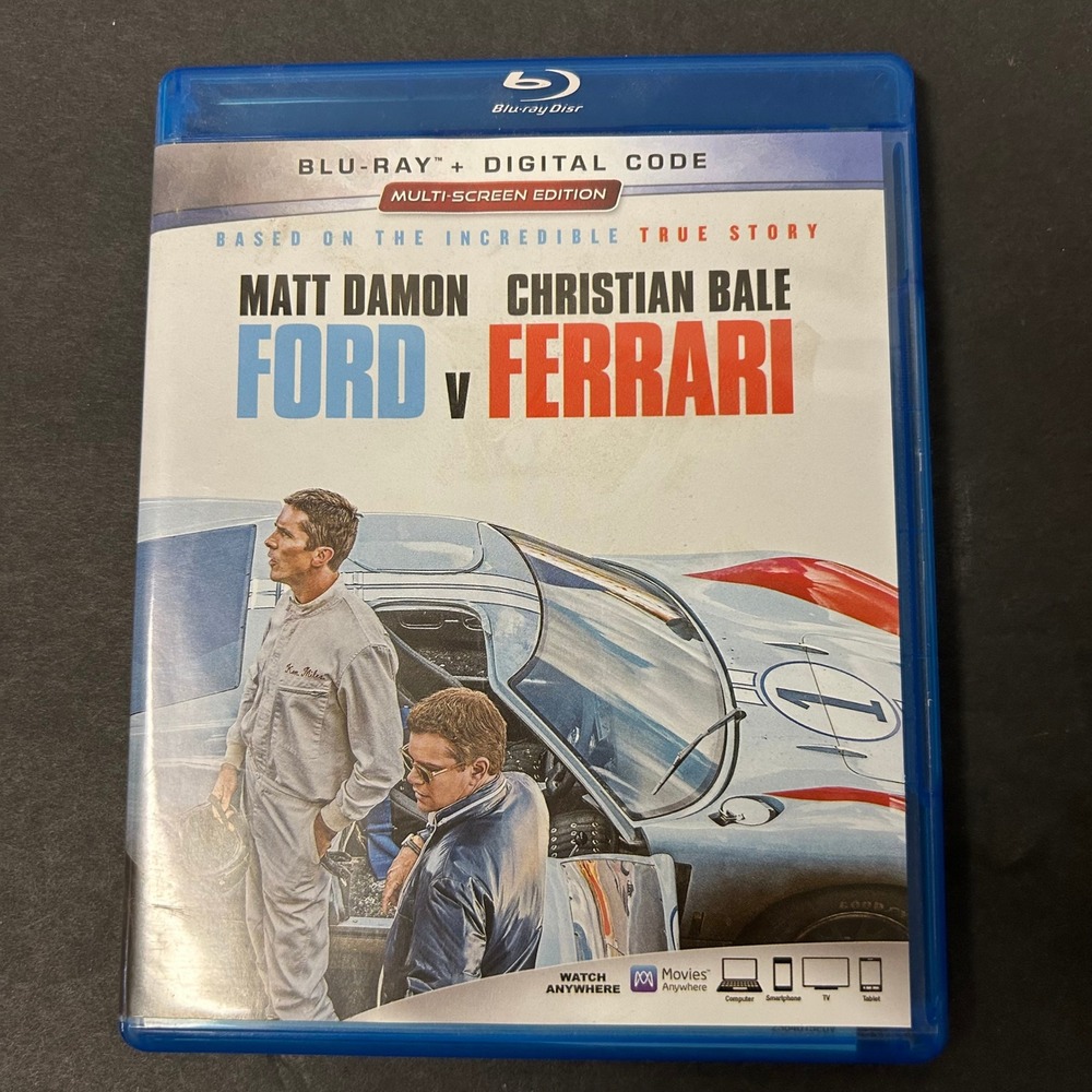 Ford v Ferrari Blu-ray Movie Matt Damon Christian Bale Blue Good Racing Drama